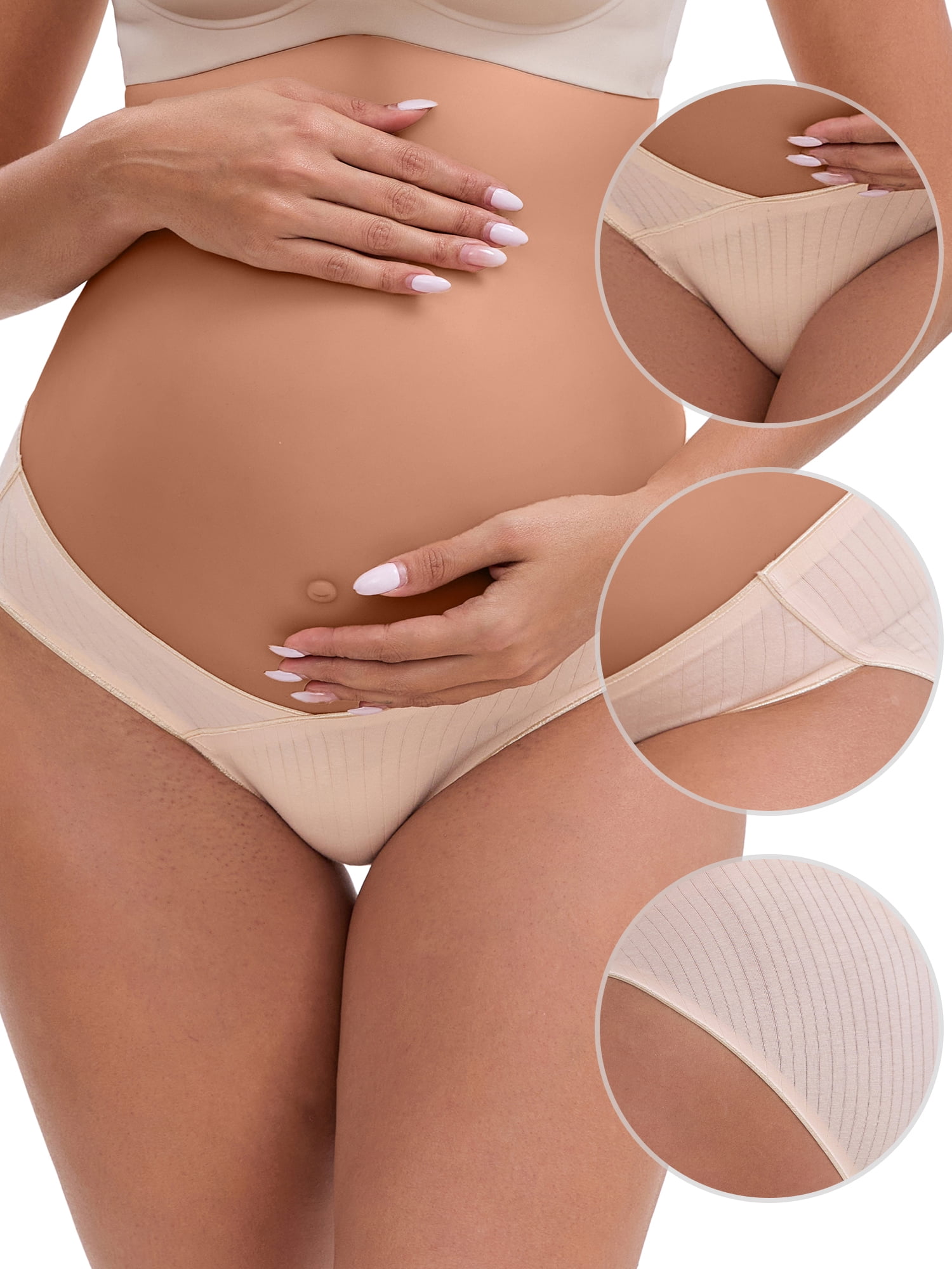 DARING DIVA Hi-Cut Maternity Underwear Under the Bump Briefs M 1 Pink 1 Beige 1 Apricot