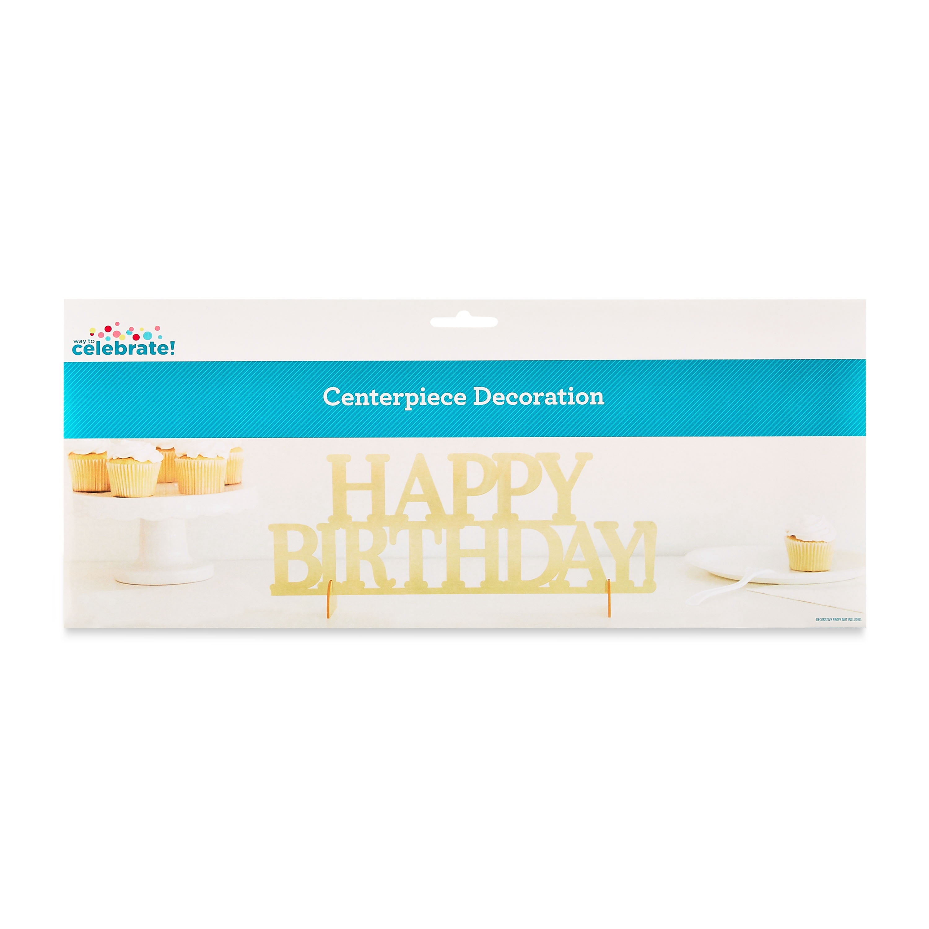 Gold Acrylic Happy Birthday Table Centerpiece, 5.5" x 14.88", by Way To Celebrate