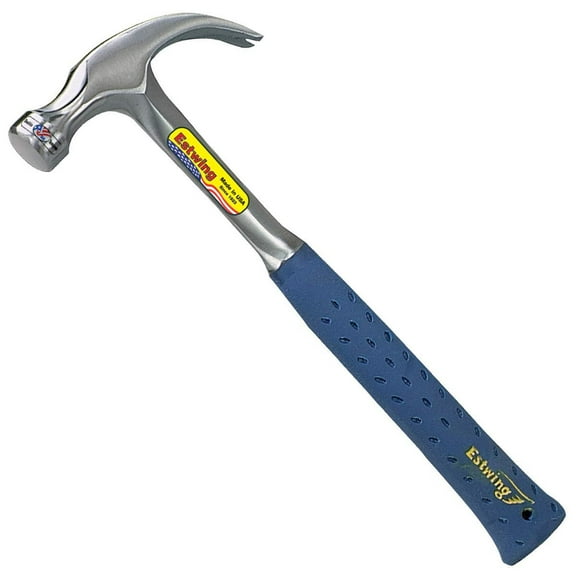Estwing Hammer - 16 oz Curved Claw with Smooth Face & Shock Reduction Grip - E3-16C