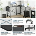 thumbnail image 3 of GlasFlength L Shaped Gaming Desk, 49 Inch Reversible L-Shaped Standing Desk with CPU Storage Shelf & Side Bag, Wooden Corner Computer Table for Home Office, Black 49Inches, 3 of 6