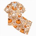 thumbnail image 4 of KPOPLK Girl's Halloween Pajamas Set Kids Girls Short Sleeve Button Down Shirt and Shorts Pjs 2Piece for 2-13Years,Size 6-7 Years, 4 of 5