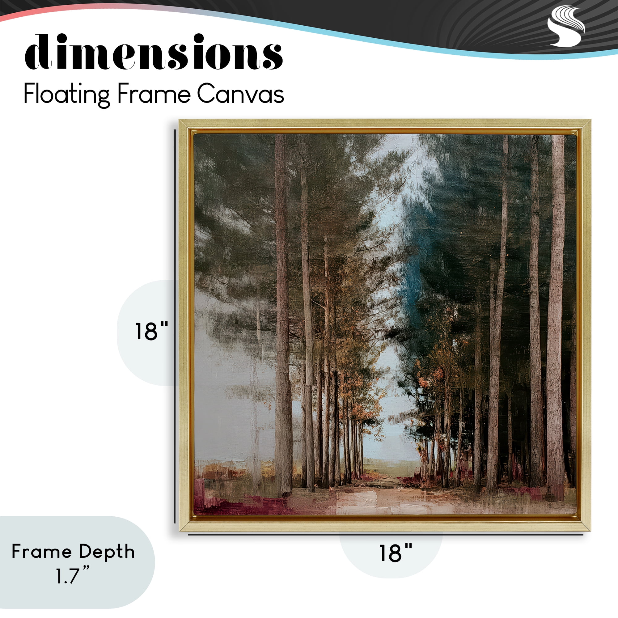 Stupell Industries Tall Trees Pathway Gold Framed Floater Canvas Wall Art, design by Kim Curinga