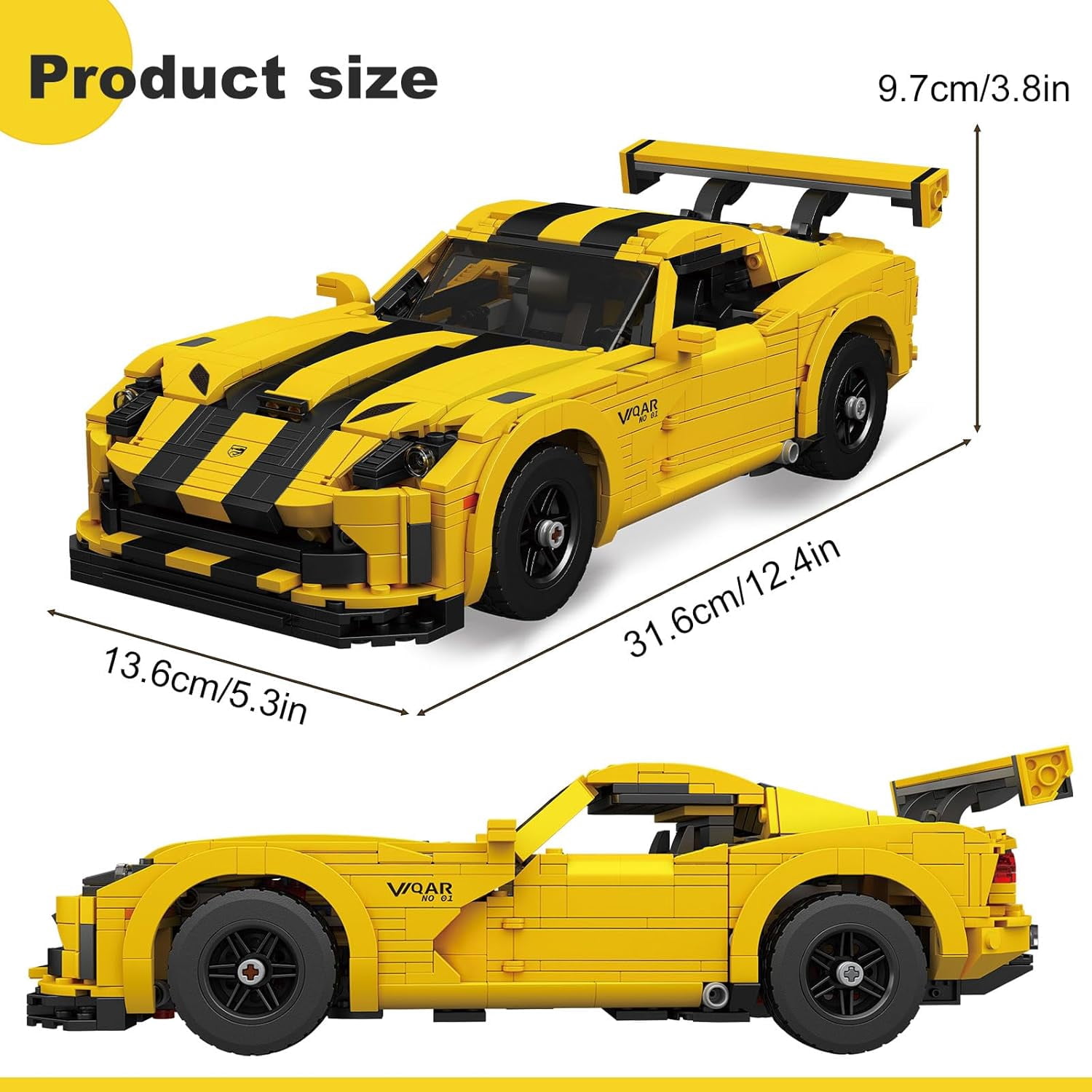 SEEMEY Supercar Building Block Kits, Dodge Viper Car Model Building Sets, MOC Car Gift for Adult Collections Enthusiasts, 1236 Pieces