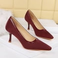 thumbnail image 2 of Women Square Toe High Heels 7.5CM Stiletto Sexy Satin Pumps Wedding Evening for Bride Prom Party, 2 of 5