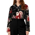 thumbnail image 5 of Halloween Outfits for Women Button Down Collared Funny Cartoon Ghost Womens Graphic T Shirts Fall Long Sleeve Holiday Fashion Clothing Wine XXXL, 5 of 7