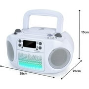 hPlay GC09 Kids Boombox, Top Loading CD Player, Bluetooth connectivity for Smartphones, Effortless AUX, USB, Radio and MP3 connectivity, Sing Along Function (Microphone not Included)- White