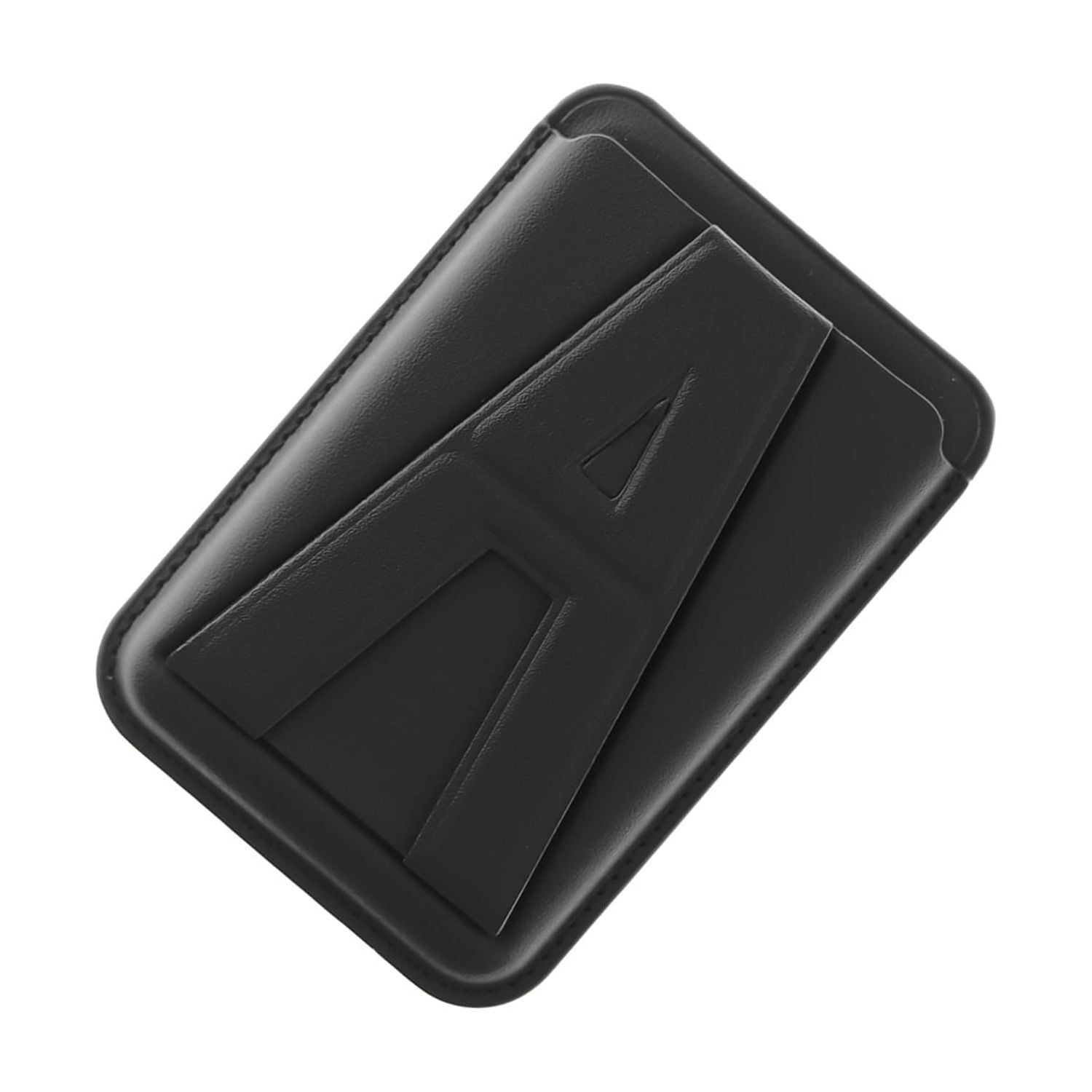 A Design Leather Magnetic Card Wallet Holder with Built-In Stand - Black