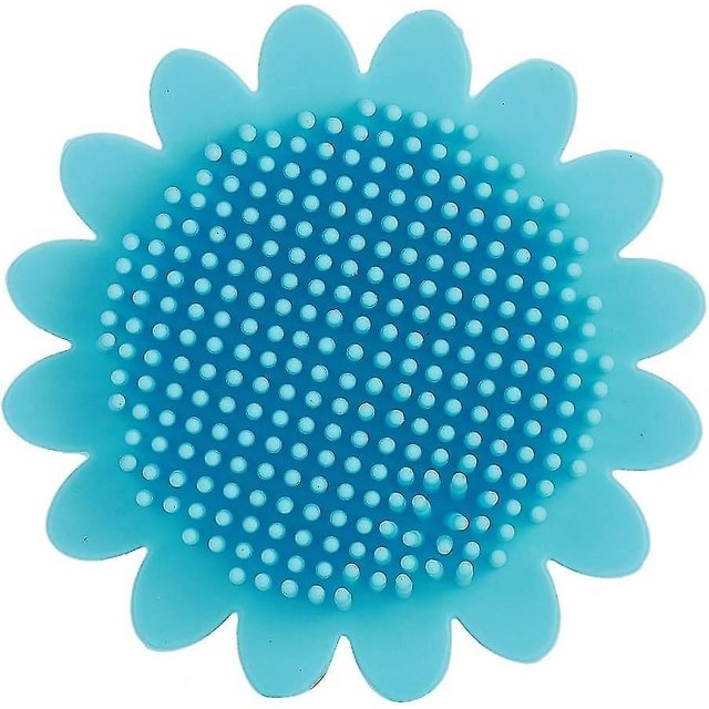 Cepillo de baño para bebé, masajeador de cepillo de silicona para baño de champú suave para bebé(azul)
