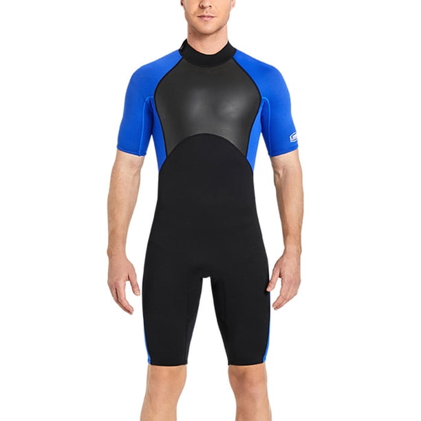 Yuarrent Traje de buceo de alta eficiencia a prueba de frío de nailon de estilo de manga corta, trajes de baño respetuosos con la piel, traje Deportes acuáticos Hombre Azul XXL