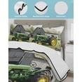 thumbnail image 4 of Quilts Full Size Bedding Set, Green Farm Truck Lightweight Quilted Comforter, Farmhouse Floral Grey Barn Soft Reversible Bedspread Coverlet with Pillow Covers for All Season, 78" x 90", 4 of 7