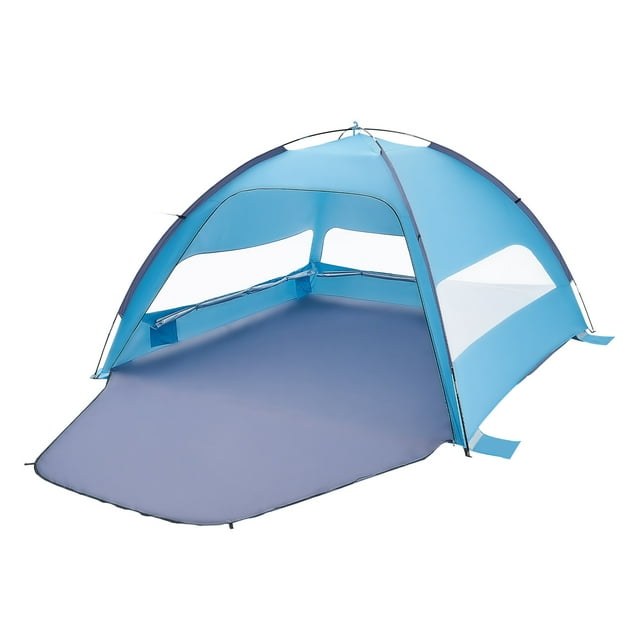 KFFKFF Beach Tent Sun Shelter for 6 Person, UPF 50+ Protection, Portable Sun Shade Canopy with Carrying Bag & Sand Pockets, Lightweight and Easy Setup Beach Umbrella