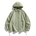 thumbnail image 2 of YLSDY Men's Lightweight Hooded Jackets Drawstring Windbreaker Solid Color Long Sleeve Zip Up Coats with Pockets Streetwear Army Green XL, 2 of 6