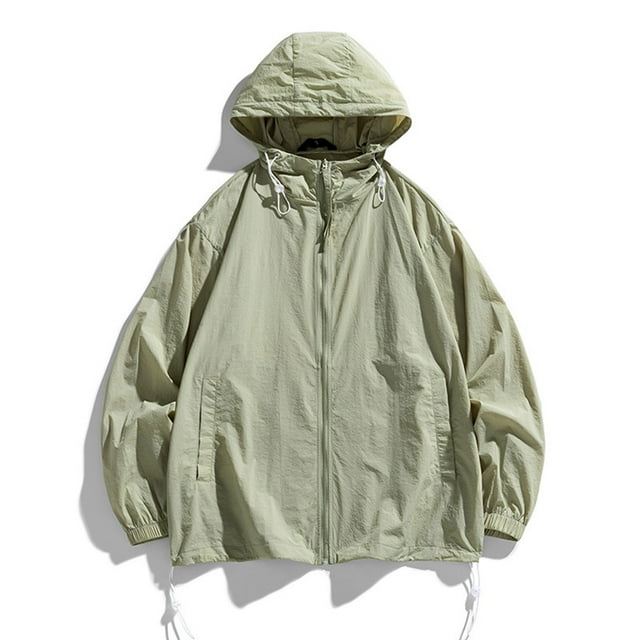 RXIRUCGD Ensemble de Protection Solaire pour Homme Veste Décontractée à Manches Longues avec Capuchon, Vert Armée, Taille : 3TG