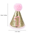 Glitter Pink Baby Girl 1st Birthday Cone Hat with Adjustable Headband
