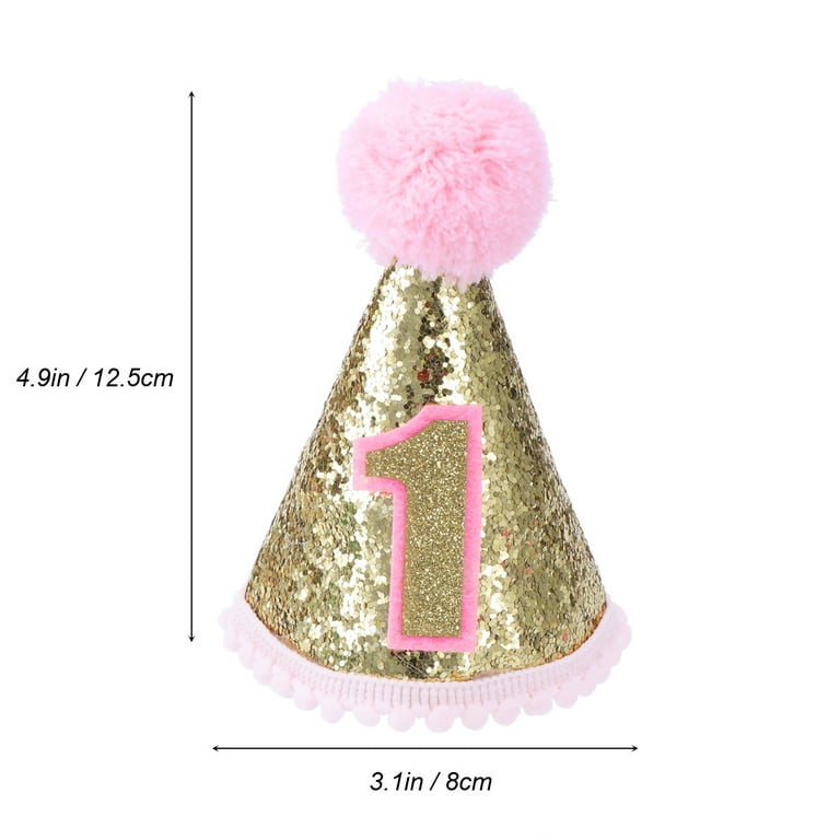 hengzirui party hat Glitter Sparkle 1st Birthday Cone Hat with