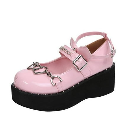 

Mary Jane Shoes Sweet Cute Women Pumps Wedge Heels Platform Shoes Women Gothic Girls Lolita Punk Shoes High Heels Plus Size 43