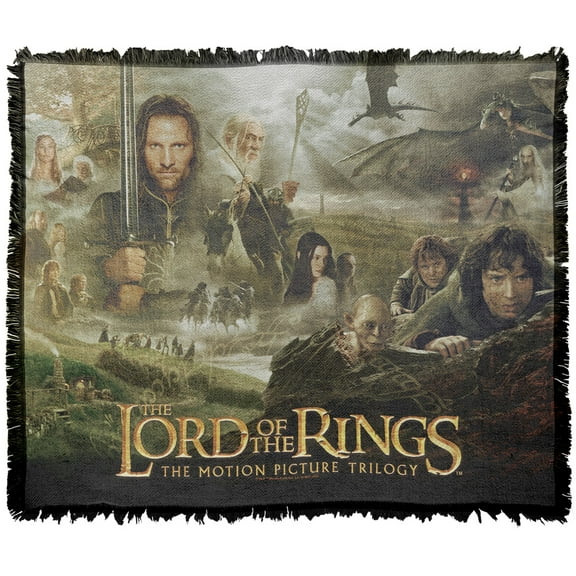 The Lord of The Rings Blanket, 50'x60' Trilogy Poster Woven Tapestry Cotton Blend Fringed Throw Blanket