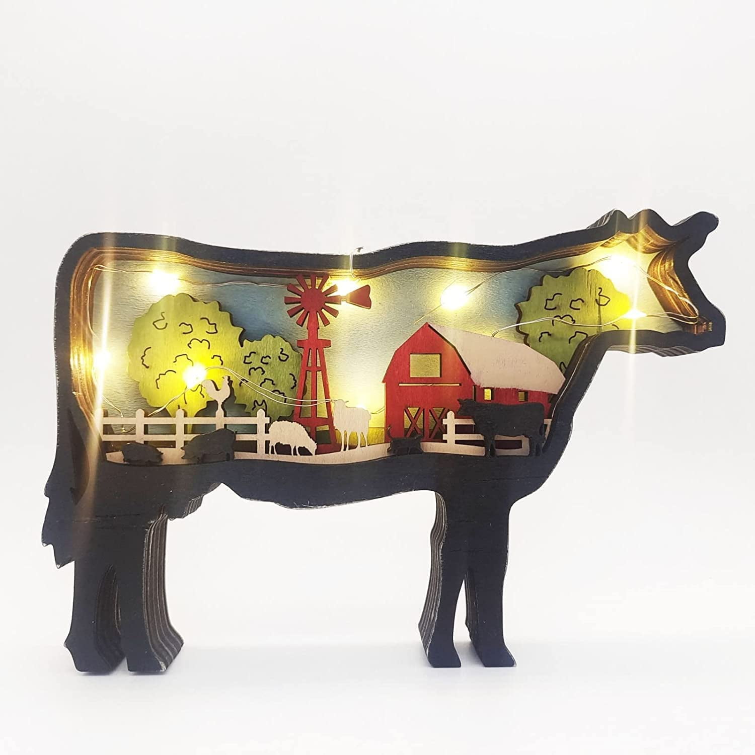 LANGM 3D Animals Paper Shadow Box 3D Wooden Carving Night Lamp Handmade Sculptures LED Night Light DIY Assemble Decorative Lamp with Warm Light for Family Kids Lover Gift (Size Cow) LANGM 3D Animals Paper Shadow Box 3D Wooden Carving Night Lamp Handmade Sculptures LED Night Light DIY Assemble Decorative Lamp with Warm Light for Family Kids Lover Gift (Size Cow)