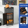 thumbnail image 5 of S-HOME Modern 34.3" Space-Saving Slim Rolling Tool Cabinet in Black with 2 Drawers and Lockable Door for Garage Storage Solutions, 5 of 19