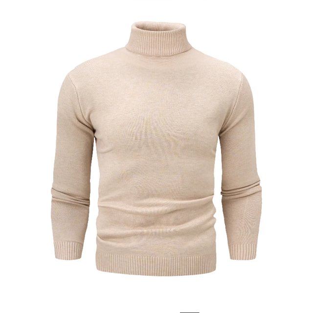 Pull Col Roulé Mode Haut de Gamme pour Hommes Automne Hiver Nouvelle version Coréenne Couleur Unie Pull Décontracté Chaud