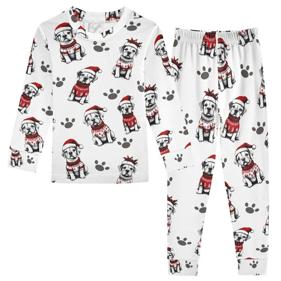 joogoo Dog Christmas 2 Piece Long Sleeve Tee and Pants Cotton Pajama Set 5Y