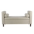 thumbnail image 2 of HomePop Rimo Modern Fabric Upholstered Storage Bench in Cream/Walnut, 2 of 11