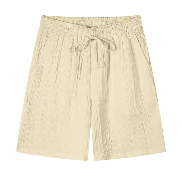pstuiky Abreviatura para hombres, Pantalones cortos casuales y modernos de verano para hombre con cintura elástica y cordón de color sólido Pantalones cortos cargo