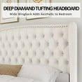 thumbnail image 4 of PLAUIN King Bed Frame with Velvet Upholstered Wingback Headboard, Button Tufted, Cream, 4 of 7