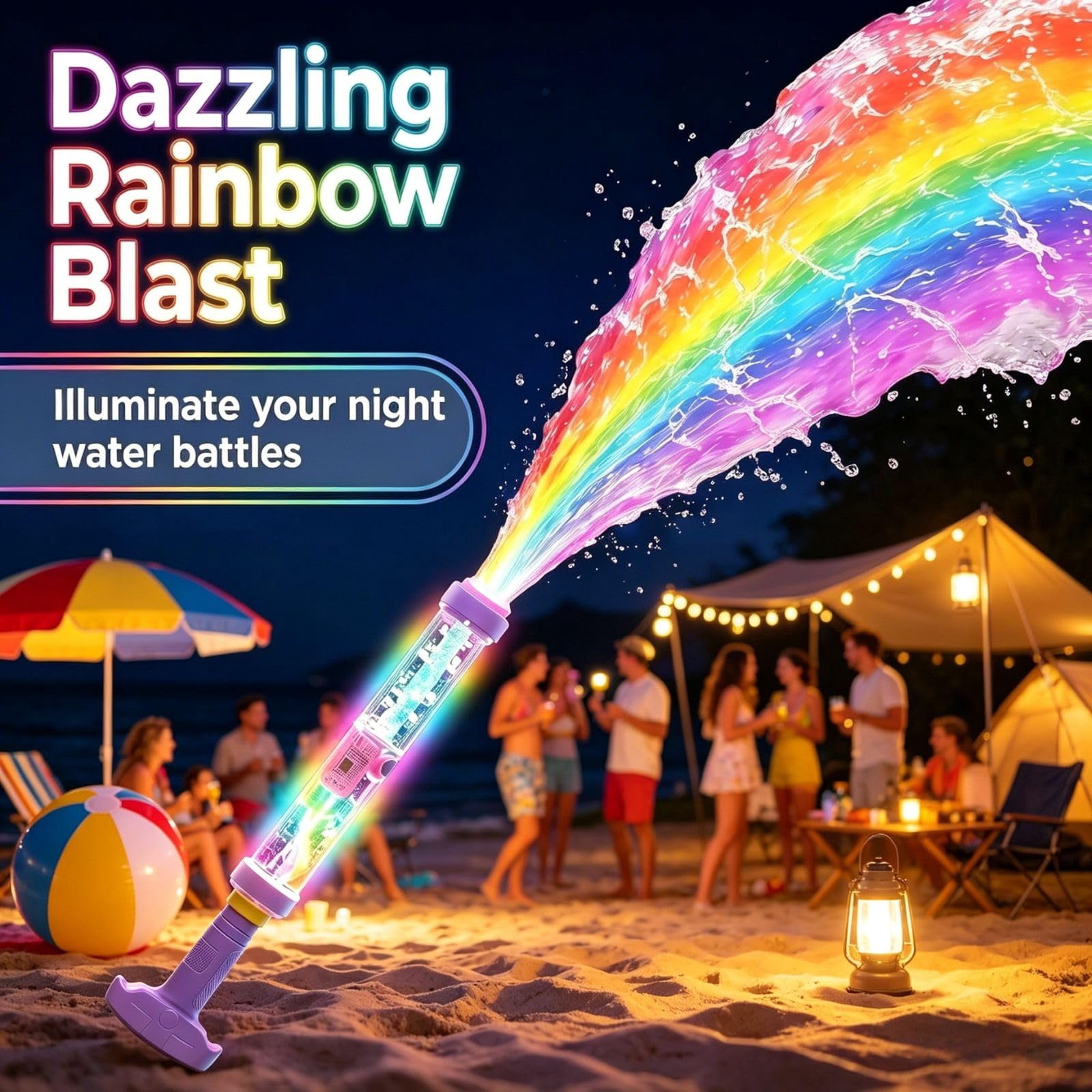 Glowing Rainbow LED Water Blaster, Glowing Rainbow Water Blaster, Summer Fun that Pops Like Magic, Suitable for Pool Parties and Outdoor Activities