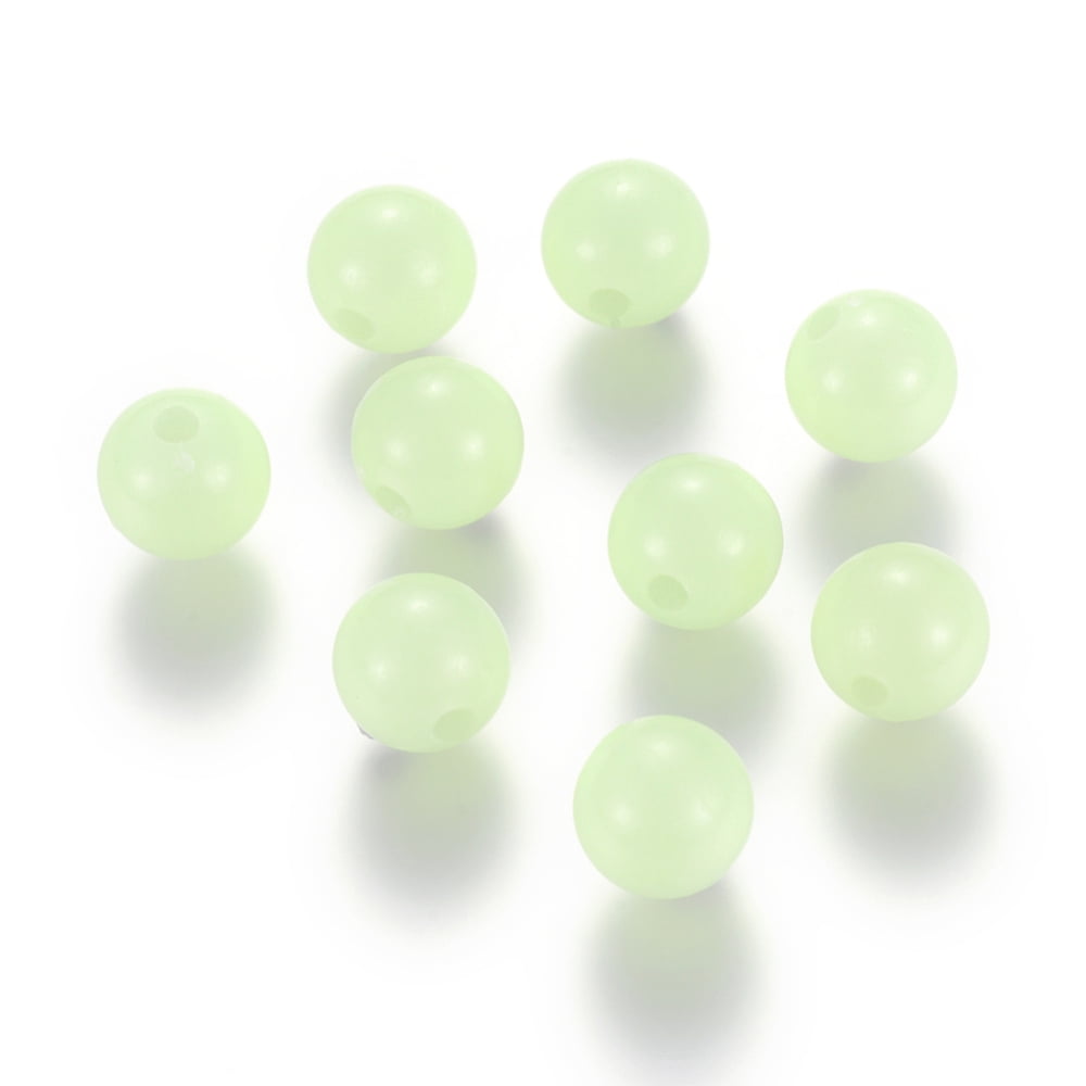 500gs Luminous Acrylic Round Beads Glow in the Dark Pale Green 10mm Hole: 2mm about 950pcs/500g