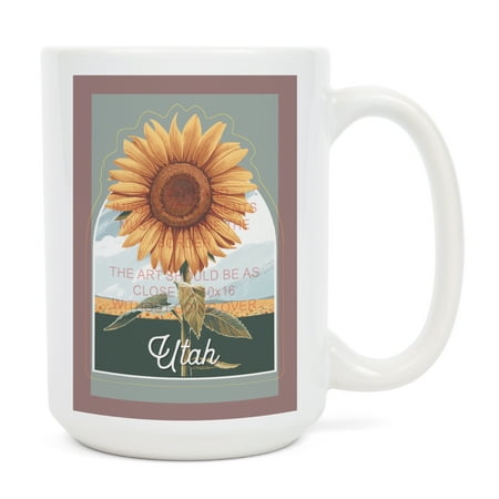 

15 fl oz Ceramic Mug Utah Dare to Bloom Sunflower Contour Dishwasher & Microwave Safe