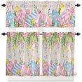 thumbnail image 2 of Kitchen Curtains Set, Spring Easter Kitchen Curtains and Valances Set, Rustic Floral Botanical Easter Eggs Rod Pocket Tier Curtains 36 Inch Length for Cafe/Bedroom Windows, 2 of 6