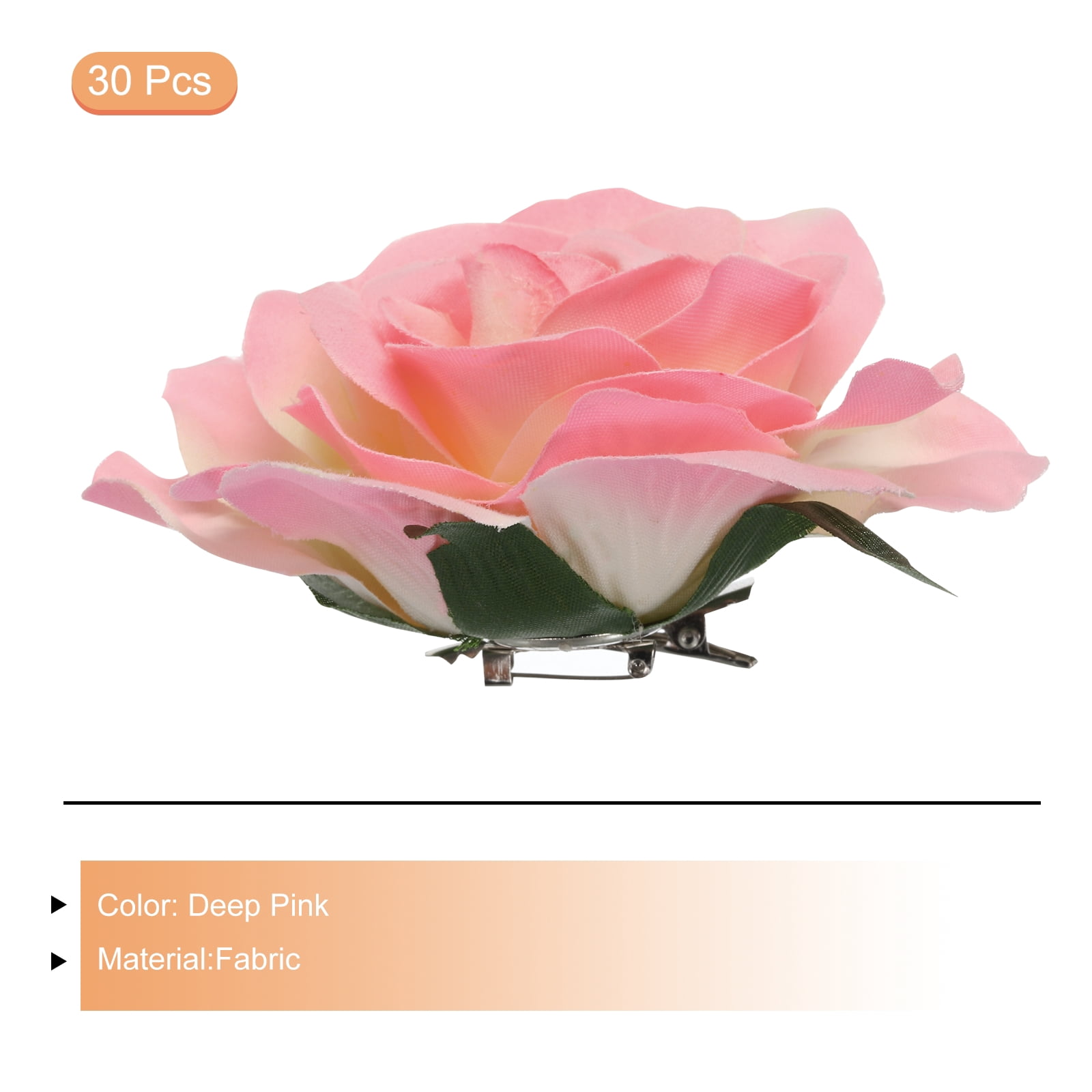 30 Pcs Rose Flower Hair Clips 4 Inch Flower Hair Pins for Women Hair Accessories Deep Pink