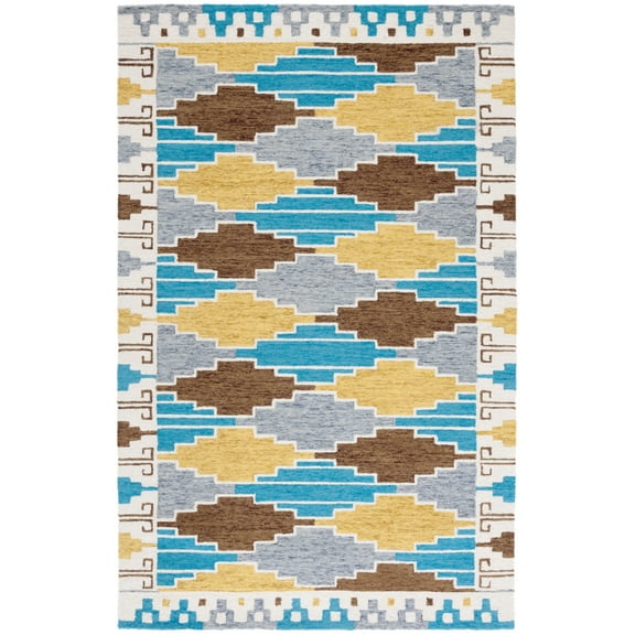 SAFAVIEH Rodeo Drive jordan Geometric Area Rug, Blue/Ivory, 8' x 10'