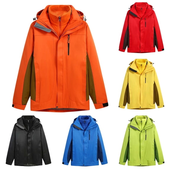 Miluxas New 0utdoor Jacket Men Women Three-in-One Two-Piece Detachable Windproof Waterproof Mountaineering Suit Yellow