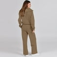 thumbnail image 5 of longantii Sweatsuits Women 2 Piece Outfit Half Zip Pullover and Sweatpants Matching Lounge Sets Travel Comfiest Airport Outfits Khaki XL, 5 of 6