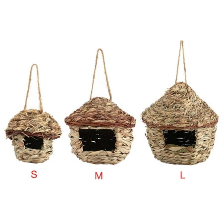 Dilwe Straw Bird House Nest Birdhouse for Parrot Hamster Small Pets Animals Cage Home Hanging Decor, Straw Bird Nest, Bird