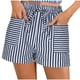 thumbnail image 1 of Pantalones Cortos Casuales de Verano para las Mujeres Cordón de Bolsillo a Rayas de Moda, Desgaste Callejero de Poliéster Aireado, 1 of 6