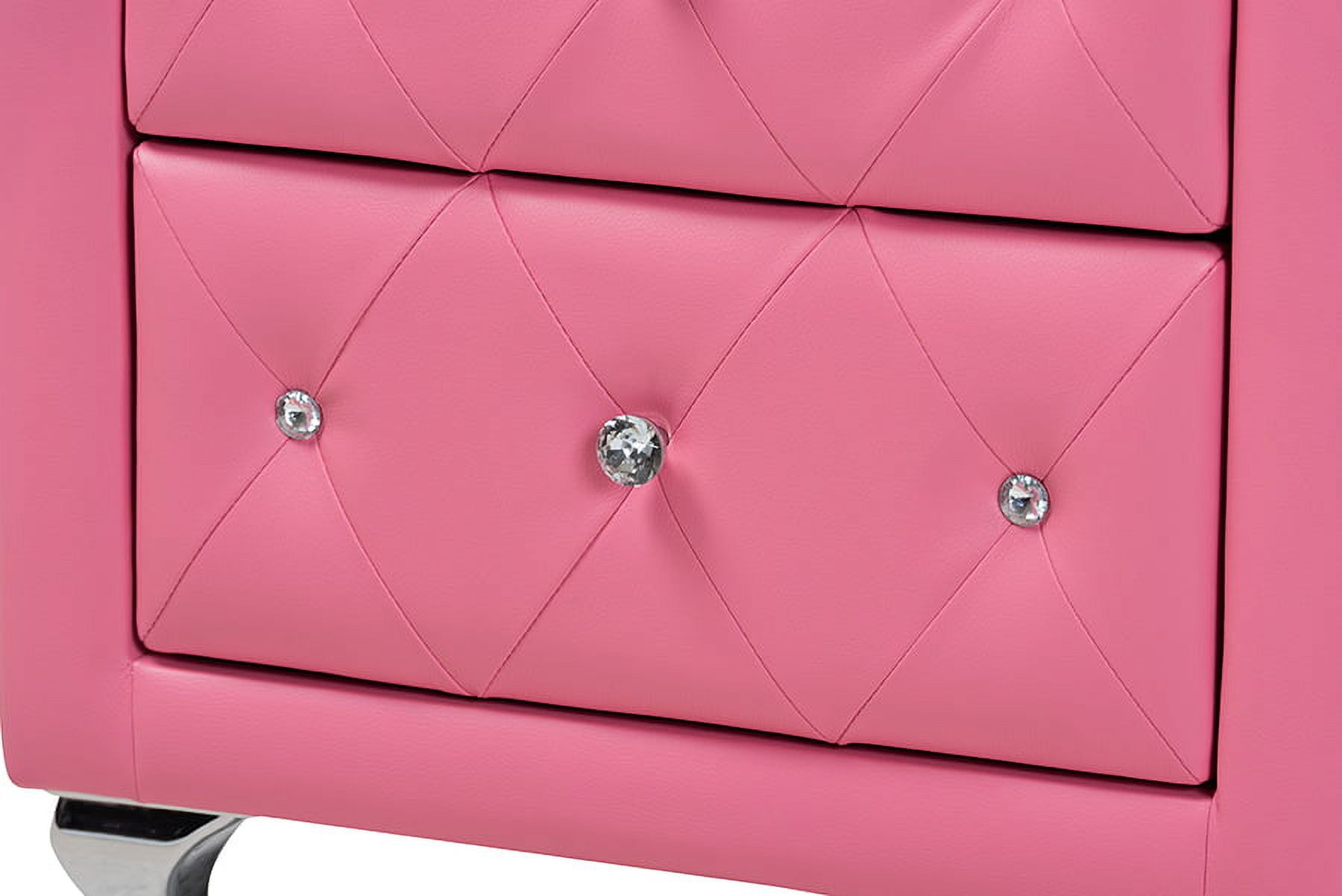 Baxton Studio Canterbury Contemporary Glam Pink Faux Leather Upholstered Full Size 3-Piece Bedroom Set