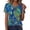 Blue, variant on Summer Tops for Women Trendy Button Up Front Pleated Blouse Vintage Floral Print Short Sleeve Top Round Neck Casual Tunic Shirts