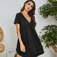 thumbnail image 5 of FJUCHAI Women's Summer Nightgown Comfy Sleepwear Night Shirts Nightshirt Short Sleeves V Neck Nightdress Loungewear Dress S-XXL, 5 of 8