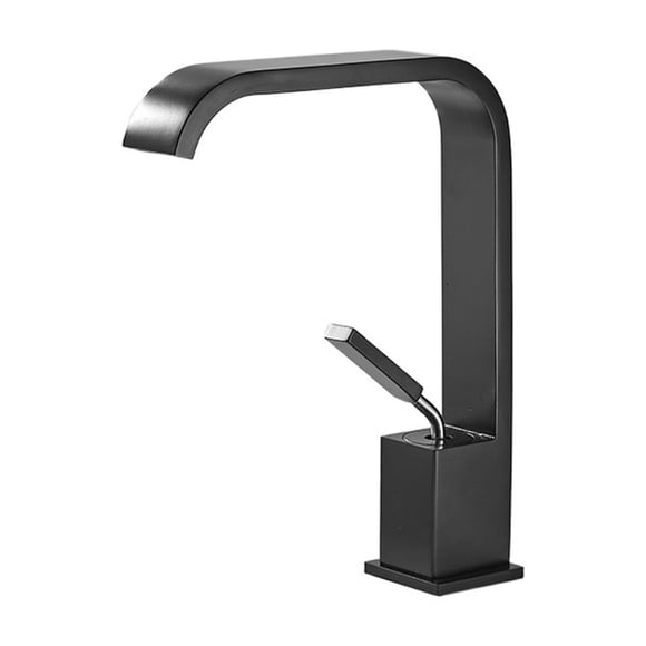Robinet de Lavabo de Salle de Bain en Acier Inoxydable Cascade Robinet d'Évier Haut, Noir Mat Blanc Robinet à Poignée Unique, Facile à Installer