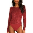 thumbnail image 2 of Crew Neck Bodysuit for Women Second-skin Feel Thong T-shirt Body Suits Tops, 2 of 9