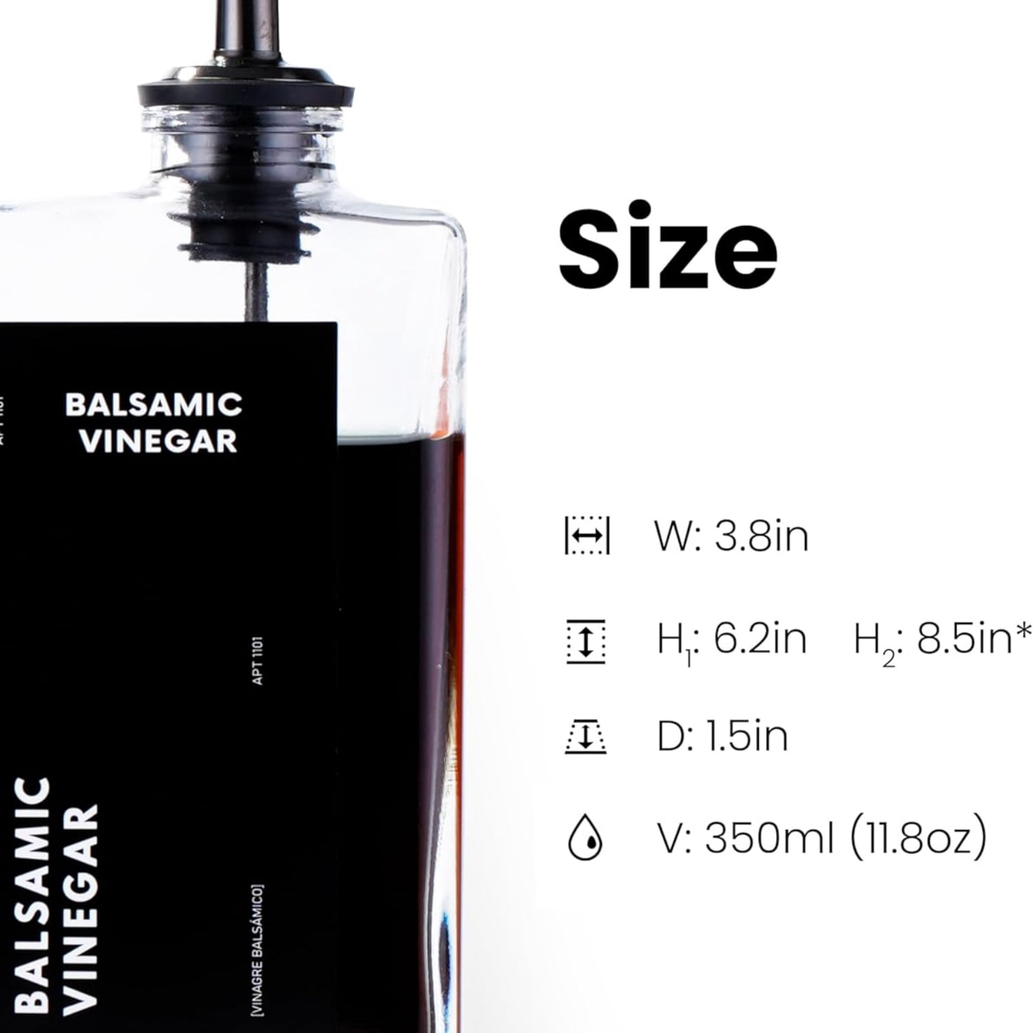 Olive Oil Dispenser for Kitchen, Cooking Oil and Vinegar Set, Olive Oil Bottle, Soy sauce, coffee syrup bottles - 4 pcs, Black