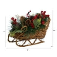 thumbnail image 2 of Nearly Natural 18" Christmas Sleigh with Pine Artificial Christmas Decoration, Multicolor, 2 of 5