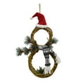 thumbnail image 2 of Christmas Wreath Ornamentt with Light,Pre-lit Snowman Shaped Vine Loop Hanging Christmas Wreath,Cute Snowman with Xmas Scarf Hat Rattan Hanging Wreath for Home Festival Decoration, 2 of 5