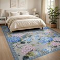 thumbnail image 3 of ODIKA 8'x10' Washable Area Rug Hydrangea Floral Bloom Cluster With Eucalyptus Leaf Plaid Border for Dining Room, Large Office, Lounge, Non-Slip Chair-Friendly Mat, 3 of 7