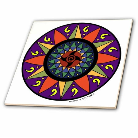 - 3dRose Hex Sign 2 Pennsylvania Dutch Luck Protection Symbol - Glass Tile, 8-inch