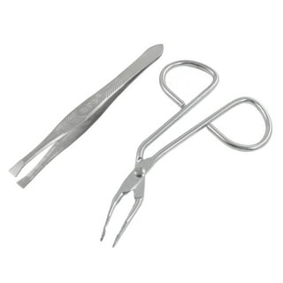 uxcell Silver Tone Stainless Steel Round Tip Tweezers, 12cm for Crafting  Repairing