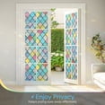 thumbnail image 5 of Pigo Window Privacy Film Stained Glass Window Clings 3D Rainbow Film for Glass Door Decorative Colorful Lattice Stickers Static Cling Sun Blocking Door Coverings for Home, 17.5 x 78.7 inches, 5 of 11